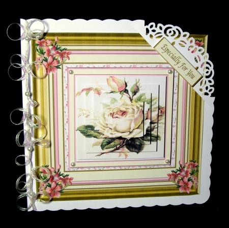 Vintage White Rose 8x8ins Mini Kit by Dianne Jackson