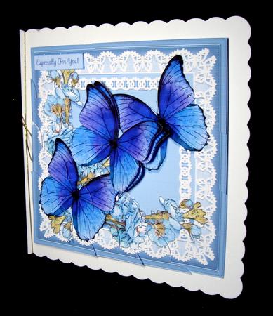 8 x 8 Butterflies and Flowers on Lace Scalloped Corner Kit by Dianne Jackson