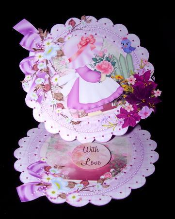 Flower Garden Lady Scalloped Round Easel Card Mini Kit by Dianne Jackson