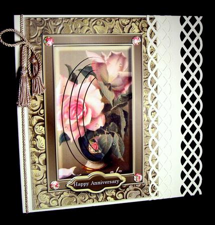 Pink Roses in Vase Fancy Quick Card by Dianne Jackson