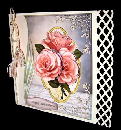 Beautiful Peach Roses in a Gold Plaque by Dianne Jackson