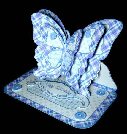 Layered Butterfly Easel - Blue Patchwork by Dianne Jackson