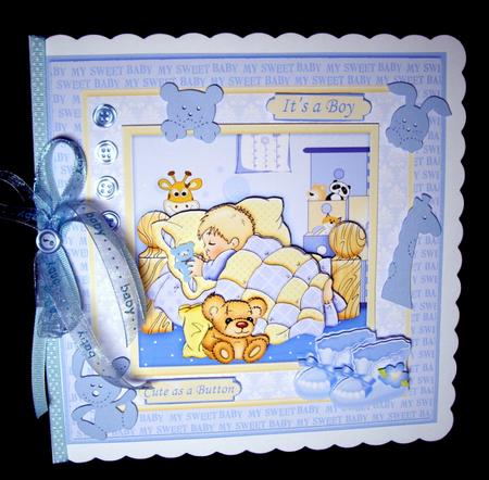 Baby Boy Cute as a Button 8x8 Mini Kit & Decoupage by Dianne Jackson
