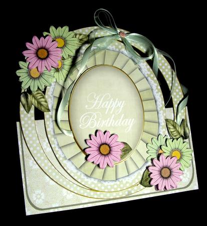 Olive Daisy Happy Birthday Oval Over 3D Mini Card Kit by Dianne Jackson