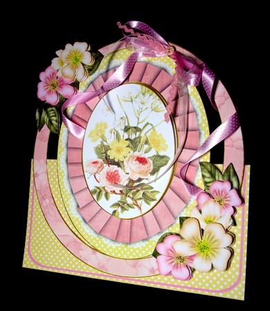 Pink Lemon Roses Oval Over 3D Mini Card Kit by Dianne Jackson