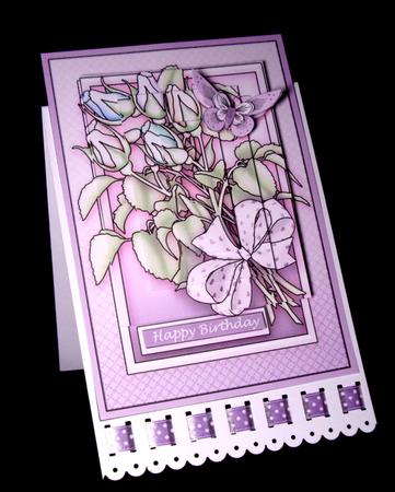 Pastel Rosebud Bouquet in a Frame Pyramage Sheet by Dianne Jackson