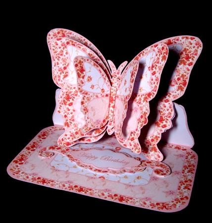Layered Butterfly Easel - Vintage Pink Floral Patchwork by Dianne Jackson
