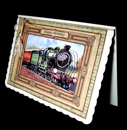 Vintage Steam Train Quick Card Topper & Pyramage by Dianne Jackson