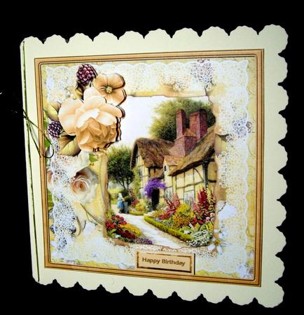 Village House 7x7 Card with Decoupage by Dianne Jackson