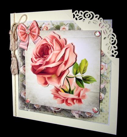 Pretty Peach Rose with Bow 8x8 by Dianne Jackson