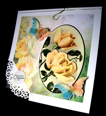 Peach Roses with Butterflies 8x8 by Dianne Jackson