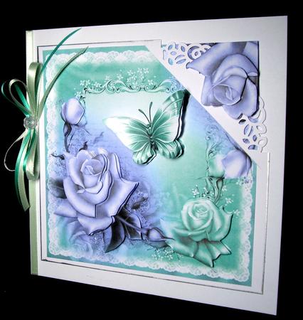 Beautiful Mint Butterfly and Roses by Dianne Jackson