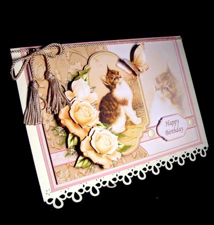 Vintage Kitten & Butterfly Card Topper & Decoupage by Dianne Jackson