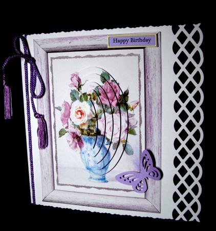 Pink and Lilac Roses in a Vase Oval Pyramids by Dianne Jackson