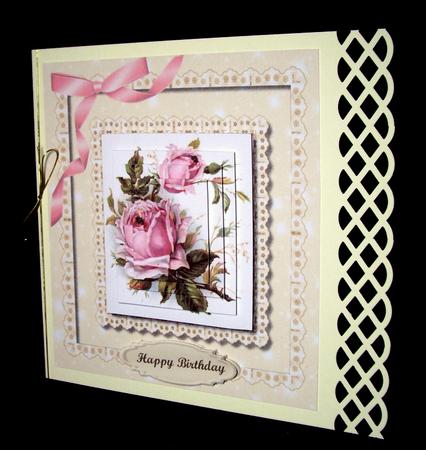 Beautifu Lace and Pink Roses ( Pyramid ) by Dianne Jackson