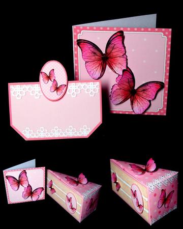 3D Pretty Butterflies Cake Slice Treat Box Gift Set Mini Kit by Dianne Jackson