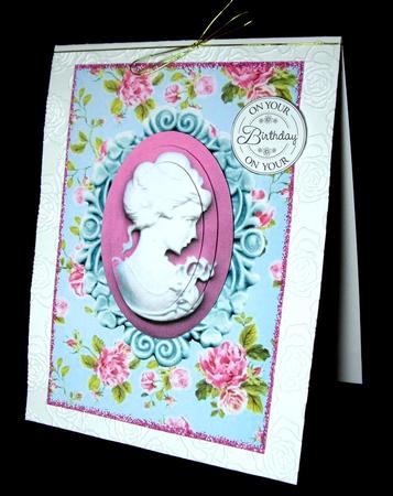 Pretty Vintage Cameo Lady with Roses Oval Pyramids by Dianne Jackson