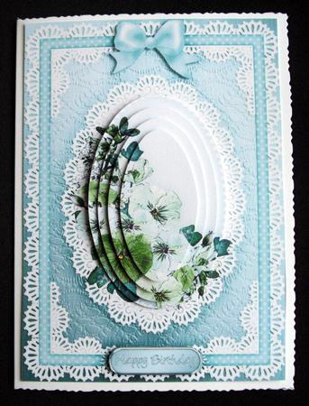 A5 Spring Flowers and Lace Quick Card with Pyramage by Dianne Jackson