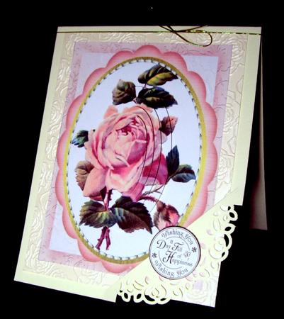 Lovely Pyramid Rose Ina Saddle Stitched Frame by Dianne Jackson