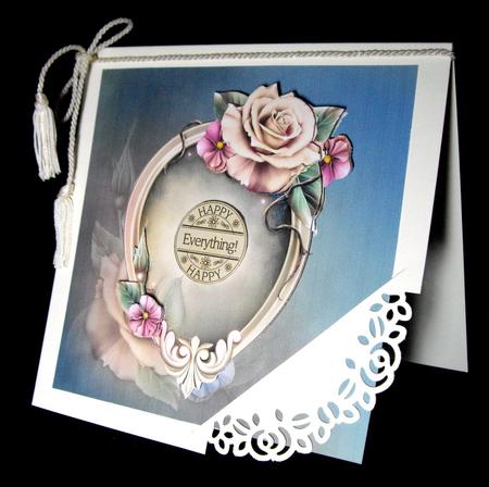 Delicate Framed Roses Card Topper by Dianne Jackson