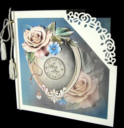 Roses and Pearl Framed Card Topper by Dianne Jackson