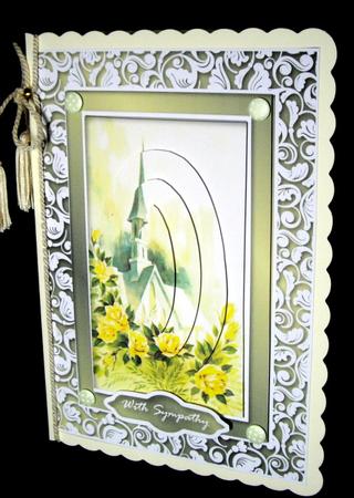 Church and Yellow Roses Fancy Quick Card by Dianne Jackson
