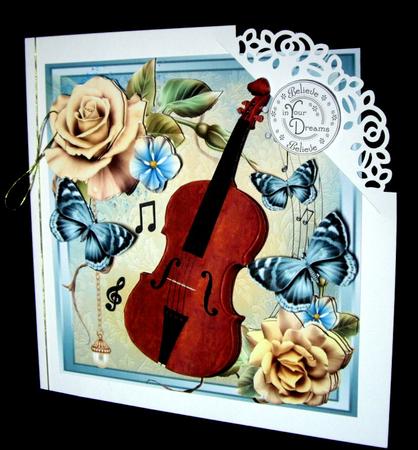 Beautiful Cream Roses with Violin 8x8 Mini Kit by Dianne Jackson
