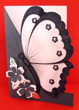Black & White Butterfly A5 Shaped Front Print and Fold Card by Dianne Jackson