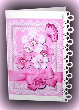 Flowers and Lace Step-by-step Card Front Pink by Dianne Jackson