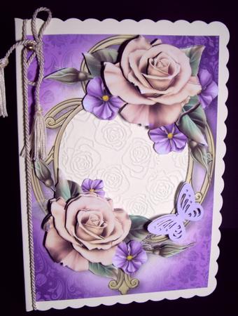 Champagne and Purple Roses & Golden Frame by Dianne Jackson