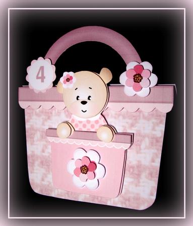 Teddy Handbag Card Pink by Dianne Jackson