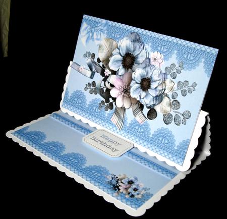 Pretty Blue Flowers on Lace A5 Insert by Dianne Jackson