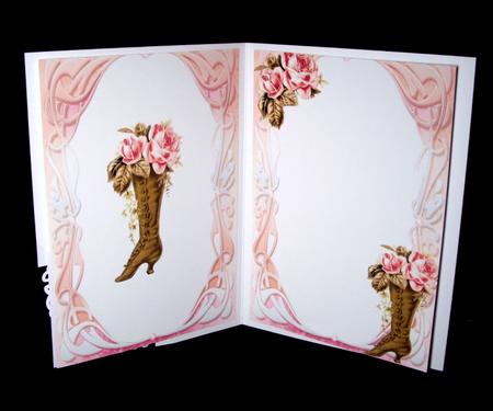 Brown Vintage Boot with Pink Rose A5 Insert by Dianne Jackson