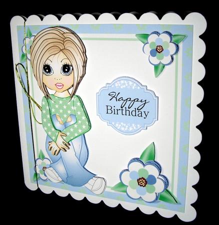 Emma in Torn Jeans Birthday Card Topper by Dianne Jackson