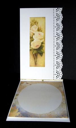Broderie Anglaise Lace with Cream Roses A5 Insert by Dianne Jackson