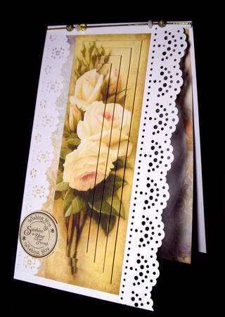 Broderie Anglaise Lace with Cream Roses by Dianne Jackson