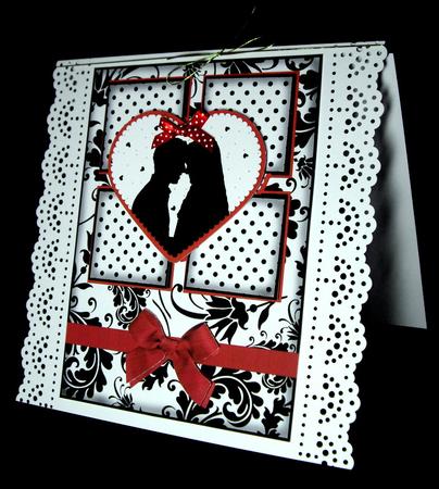 Engagement Silhouette 4 Square Red Heart Card 2 by Dianne Jackson