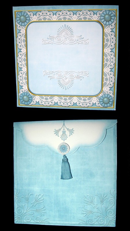 Dusky Teal Tent Lace 7x7inch Easy Assemble Envelope Mini Kit by Dianne Jackson