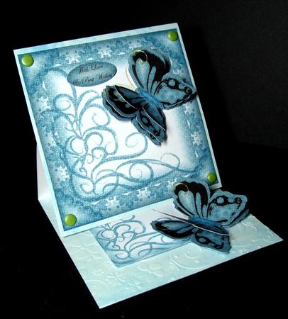 Blue-black Butterfly Cut & Fold Card by Dianne Jackson