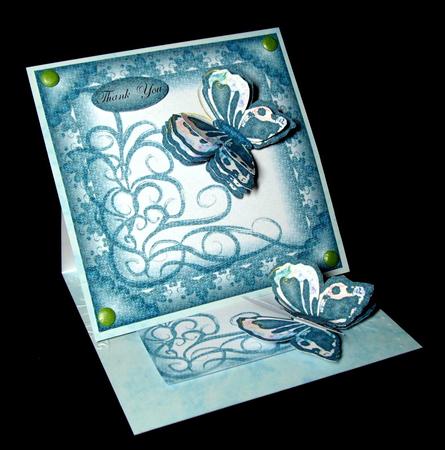 Blue-rainbow Butterfly Cut & Fold Card by Dianne Jackson