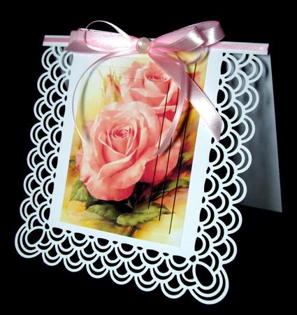 Peach Roses Pyramids with Organza Bow & Butterflies by Dianne Jackson