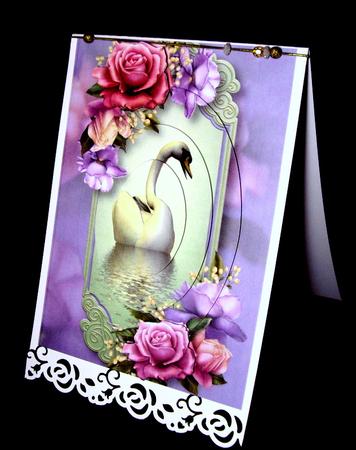 Belle Roses Swan Reflection Oval Pyramid by Dianne Jackson