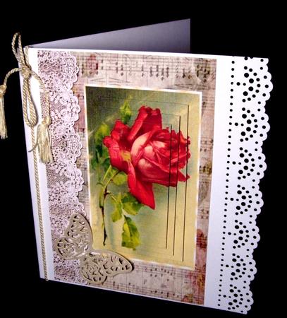 Red Rose on Music with Bow Pyramids by Dianne Jackson