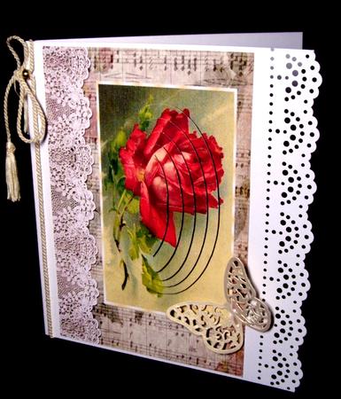 Red Rose on Music with Bow Oval Pyramids by Dianne Jackson