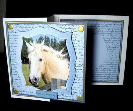 Cream Horse Card with a Topper and Sentiment Tags by Dianne Jackson
