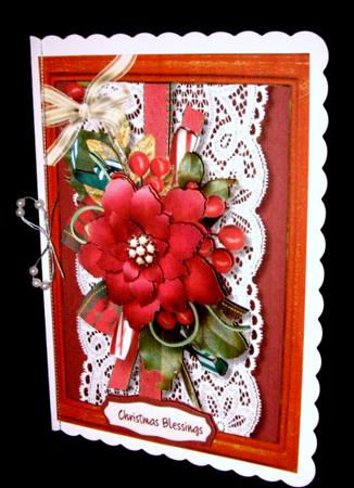 A5 Beautiful Christmas Poinsettia on Lace by Dianne Jackson