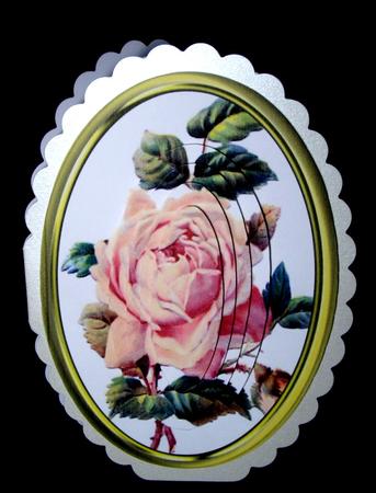 Lovely Pyramid Pink Roses in a Oval Gold Frame  by Dianne Jackson