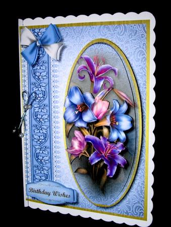 Beautiful Lillys on Ice Blue Lace  by Dianne Jackson