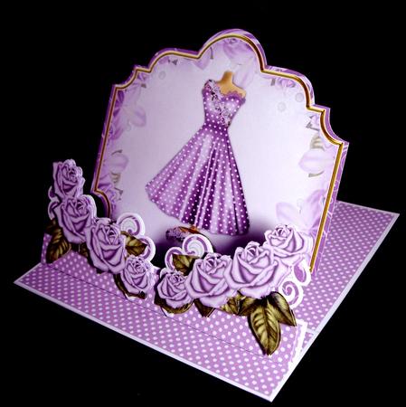 Lilac Dotty Fashion Dress 3D Easel Card Mini Kit by Dianne Jackson