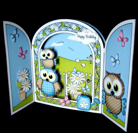 3D Hoot & Little Hoot Owls Pop Out Gatefold Card Kit by Dianne Jackson